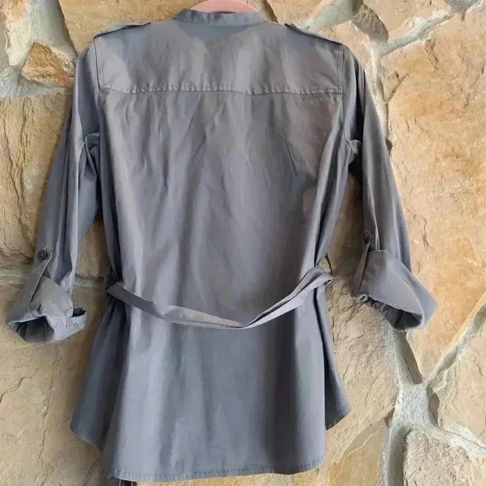 Armani Exchange Gray Button Down - image 8